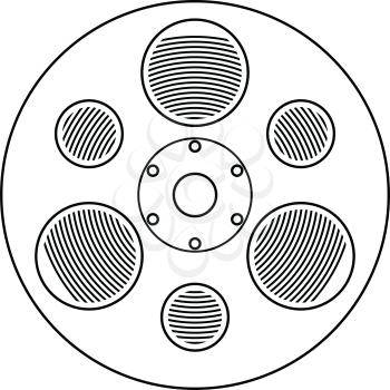 Film reel icon. Thin line design. Vector illustration.