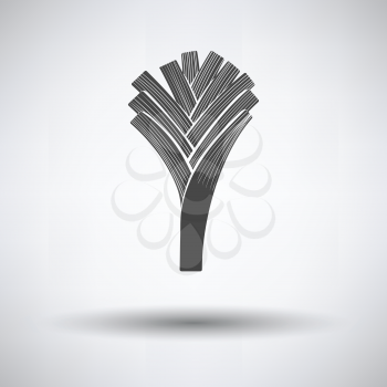 Leek onion  icon on gray background, round shadow. Vector illustration.