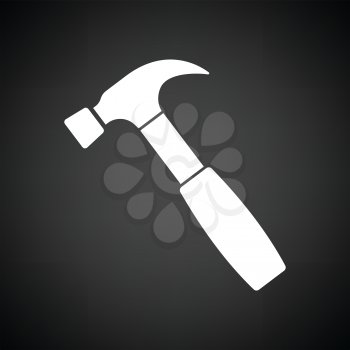 Hammer icon. Black background with white. Vector illustration.
