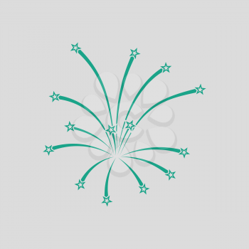 Fireworks icon. Gray background with green. Vector illustration.