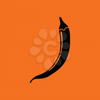 Chili pepper  icon. Orange background with black. Vector illustration.