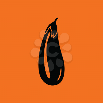 Eggplant  icon. Orange background with black. Vector illustration.