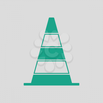 Icon of Traffic cone. Gray background with green. Vector illustration.