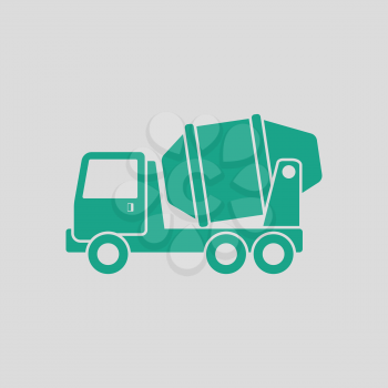 Icon of Concrete mixer truck . Gray background with green. Vector illustration.