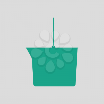 Icon of bucket. Gray background with green. Vector illustration.