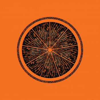 Icon of Orange. Orange background with black. Vector illustration.