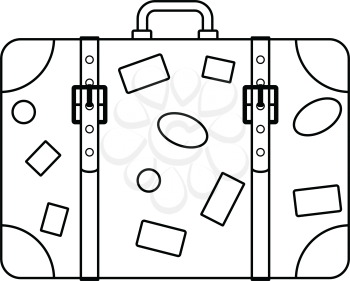 Icon of suitcase . Thin line design. Vector illustration.