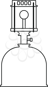 Icon of camping gas burner lamp. Thin line design. Vector illustration.