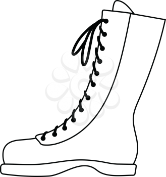 Icon of hiking boot. Thin line design. Vector illustration.