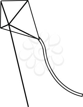 Flat design icon of kite in sky ui colors. Thin line design. Vector illustration.