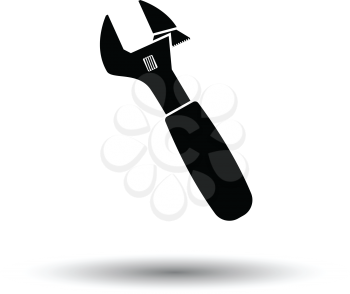 Adjustable wrench  icon. White background with shadow design. Vector illustration.