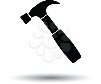Hammer icon. White background with shadow design. Vector illustration.