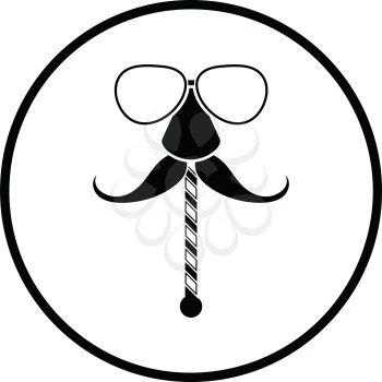 Glasses and mustache icon. Thin circle design. Vector illustration.