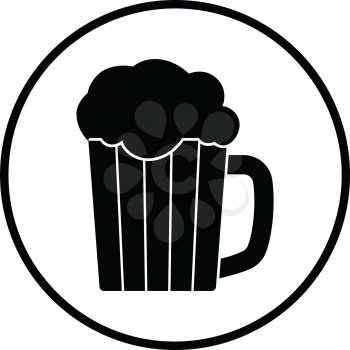 Mug of beer icon. Thin circle design. Vector illustration.