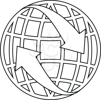 Icon of Globe with arrows. Thin line design. Vector illustration.