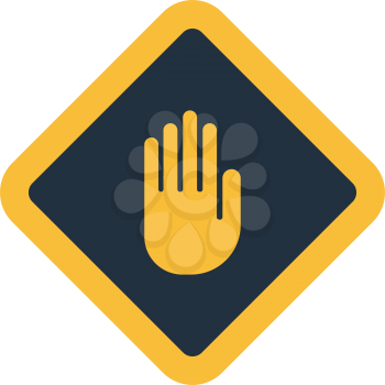 Icon of Warning hand. Flat color design. Vector illustration.