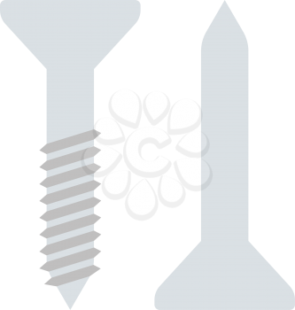 Icon of screw and nail. Flat color design. Vector illustration.