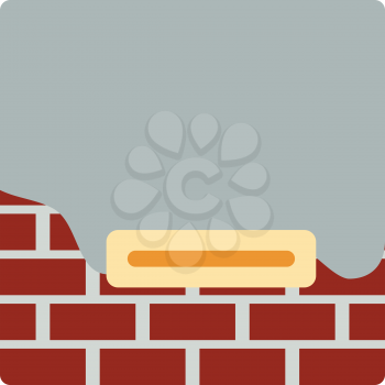 Icon of plastered brick wall . Flat color design. Vector illustration.