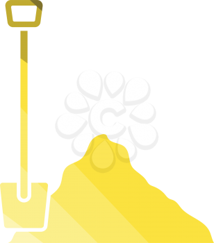 Icon of Construction shovel and sand. Flat color design. Vector illustration.