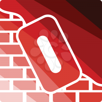 Icon of plastered brick wall . Flat color design. Vector illustration.