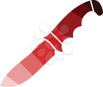 Hunting knife icon. Flat color design. Vector illustration.