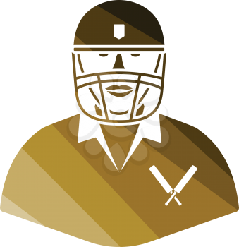 Cricket player icon. Flat color design. Vector illustration.