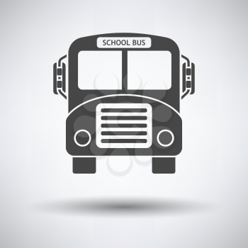 School bus icon on gray background, round shadow. Vector illustration.