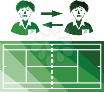 Tennis side changing icon. Flat color design. Vector illustration.