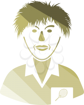 Tennis man athlete head icon. Flat color design. Vector illustration.