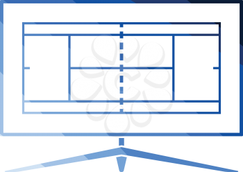 Tennis TV translation icon. Flat color design. Vector illustration.