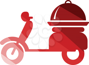 Delivering motorcycle icon. Flat color design. Vector illustration.