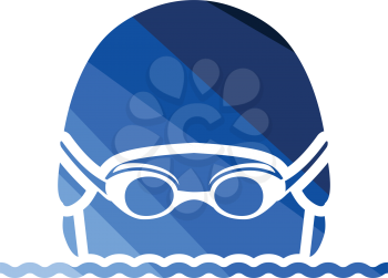 Swimming man head icon. Flat color design. Vector illustration.