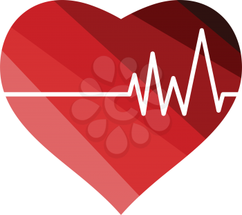 Heart with cardio diagram icon. Flat color design. Vector illustration.