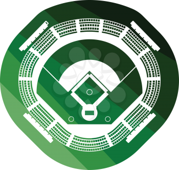 Baseball stadium icon. Flat color design. Vector illustration.