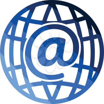 Global e-mail icon. Flat color design. Vector illustration.