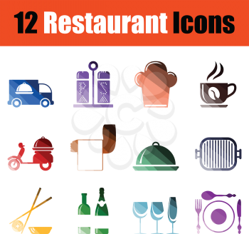 Set of restaurant icons. Gradient color design. Vector illustration.