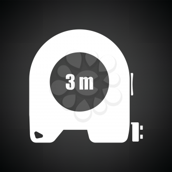 Icon of constriction tape measure. Black background with white. Vector illustration.