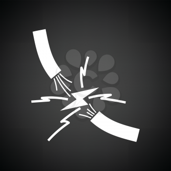 Icon of Wire . Black background with white. Vector illustration.