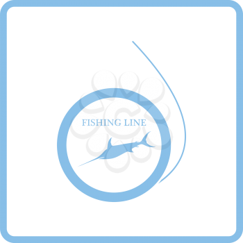 Icon of fishing line. Blue frame design. Vector illustration.