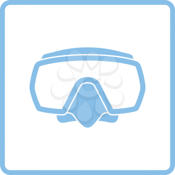 Icon of scuba mask . Blue frame design. Vector illustration.