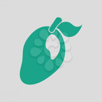 Icon of Mango. Gray background with green. Vector illustration.