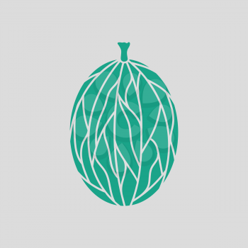 Icon of Gooseberry. Gray background with green. Vector illustration.