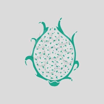 Icon of Dragon fruit. Gray background with green. Vector illustration.