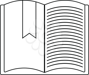 Open book with bookmark icon. Thin line design. Vector illustration.
