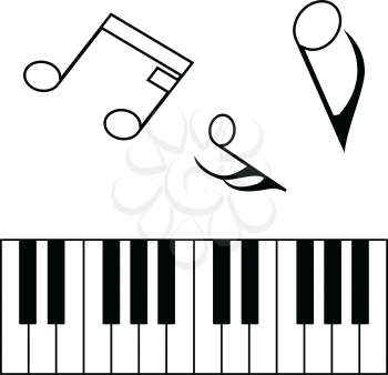 Piano keyboard icon. Thin line design. Vector illustration.