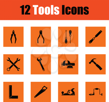 Set of tools icons. Orange design. Vector illustration.