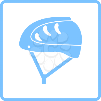 Climbing Helmet Icon. Blue Frame Design. Vector Illustration.