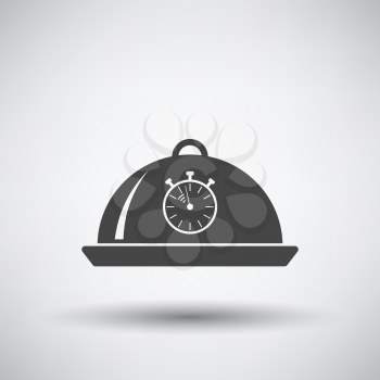 Cloche With Stopwatch Icon. Dark Gray on Gray Background With Round Shadow. Vector Illustration.
