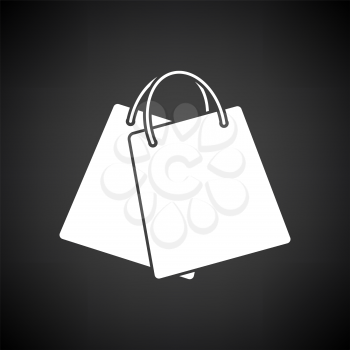 Two Shopping Bags Icon. White on Black Background. Vector Illustration.