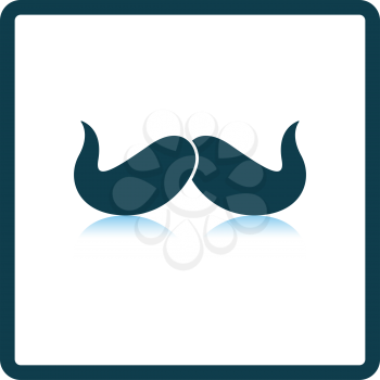 Poirot Mustache Icon. Square Shadow Reflection Design. Vector Illustration.